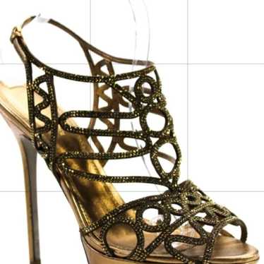 Sergio Rossi bronze crystal embellished platform h