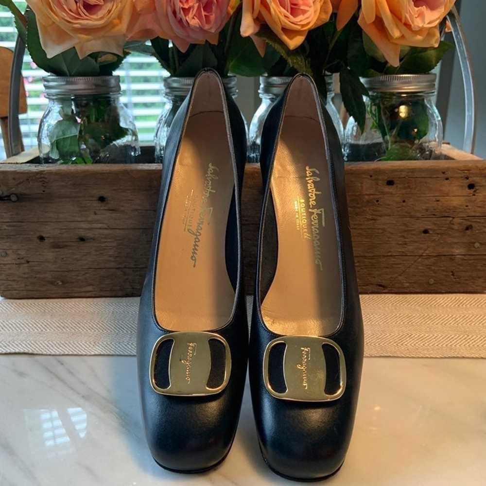 Salvatore Ferragamo Navy Pumps 8.5AA - image 2