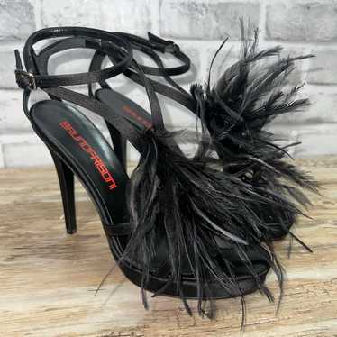 Bruno Frisoni Stiletto Black With feathers Paris … - image 1