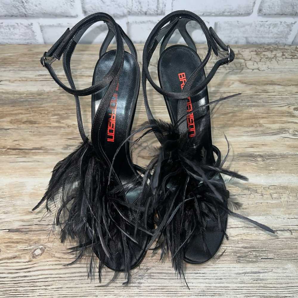 Bruno Frisoni Stiletto Black With feathers Paris … - image 3