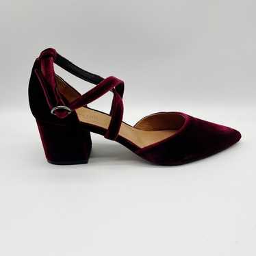 Garnet Hill Esta Crossover Strap Block Heels Red V