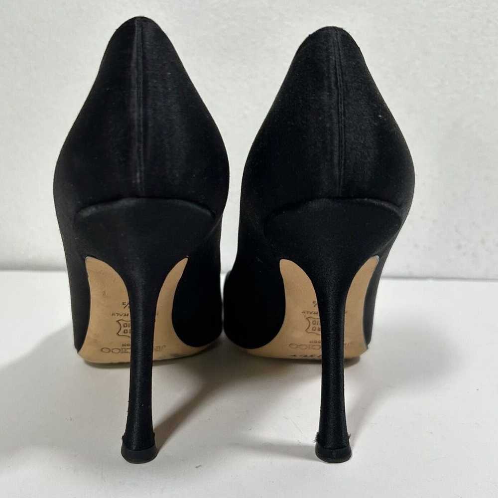 Jimmy Choo Heels Size 38.5 8.5 Black Satin Crysta… - image 7