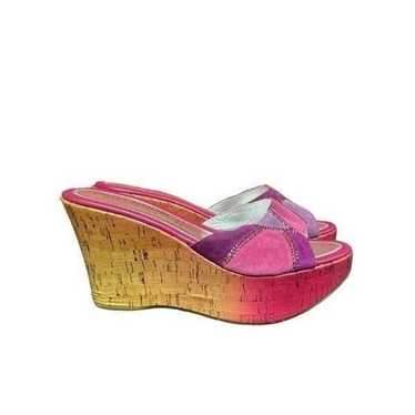 Chiara Pasquini pink Barbie suede wedge heels siz… - image 1