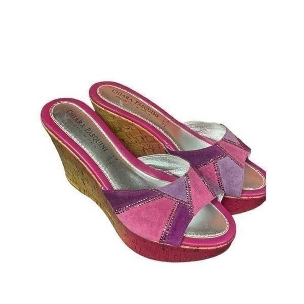 Chiara Pasquini pink Barbie suede wedge heels siz… - image 3