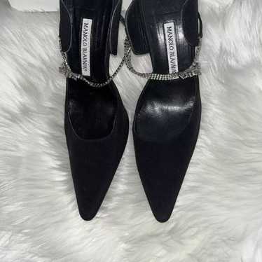 manolo blahnik crystal strap mules