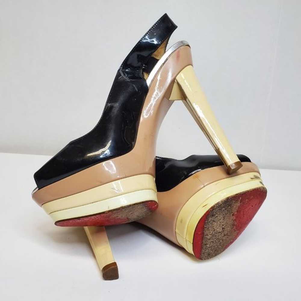 Christian Louboutin Sling Back Black Patent Leath… - image 4