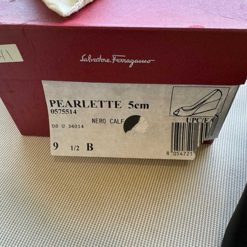 Salvatore ferragamo pearlette peep toe wedges - image 4