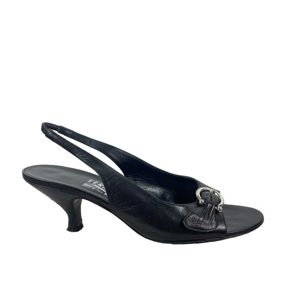 Salvatore Ferragamo Black Gancini Slingback Sanda… - image 1