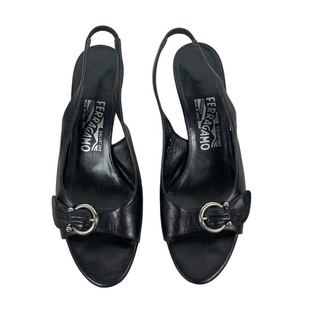 Salvatore Ferragamo Black Gancini Slingback Sanda… - image 3