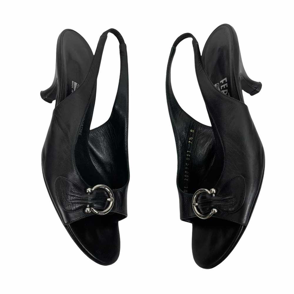 Salvatore Ferragamo Black Gancini Slingback Sanda… - image 6