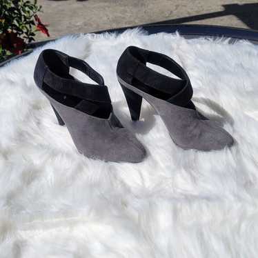 PRADA Gray and Black cris cross booties