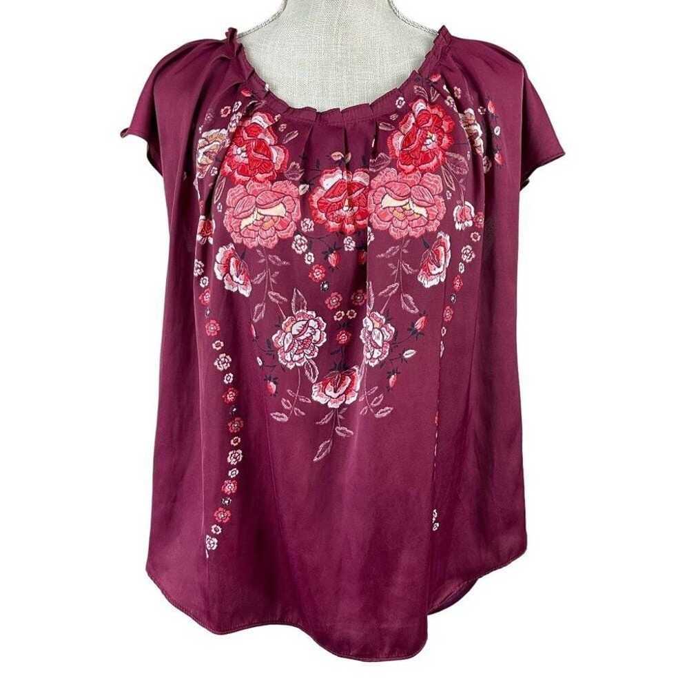 LC Lauren Conrad Floral Top Blouse Womens Sz XL B… - image 1