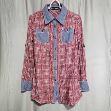 CECIL McBEE 2way Denim x Check Shirt Logo - image 1