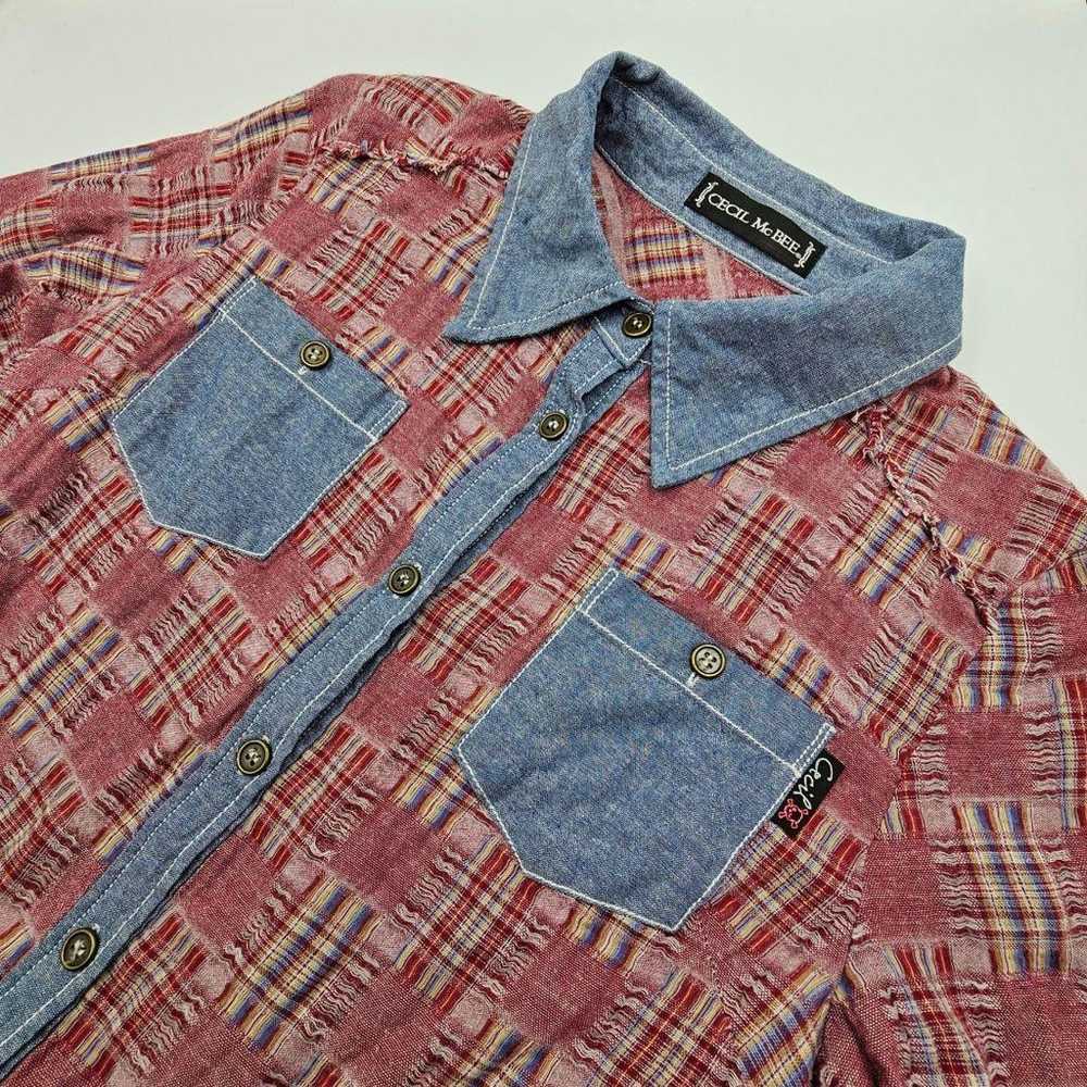 CECIL McBEE 2way Denim x Check Shirt Logo - image 5