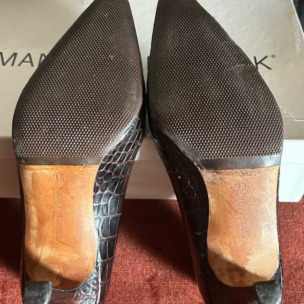 Manolo Blahnik - Dark Brown Alligator Pointed Toe… - image 10