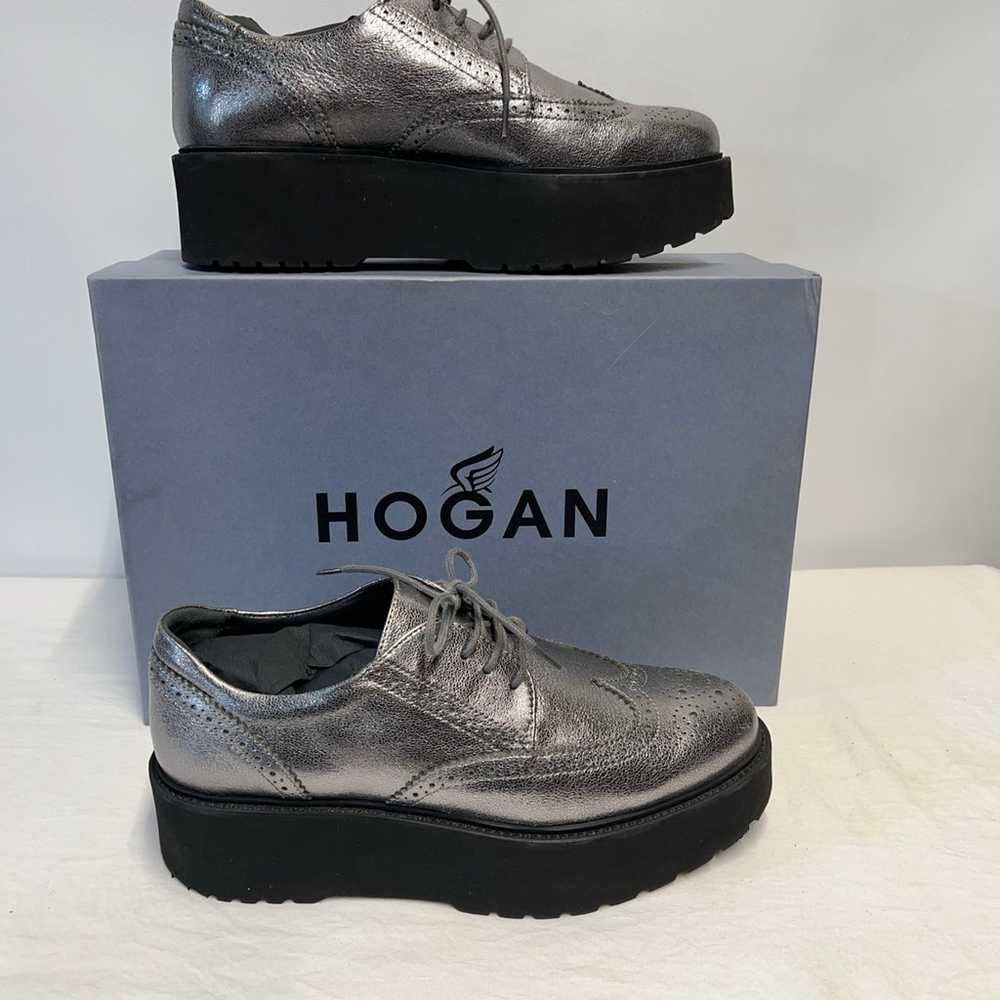 HOGAN SILVER METALLIC PLATFORM SHOES WOMEN SIZE 8… - image 1