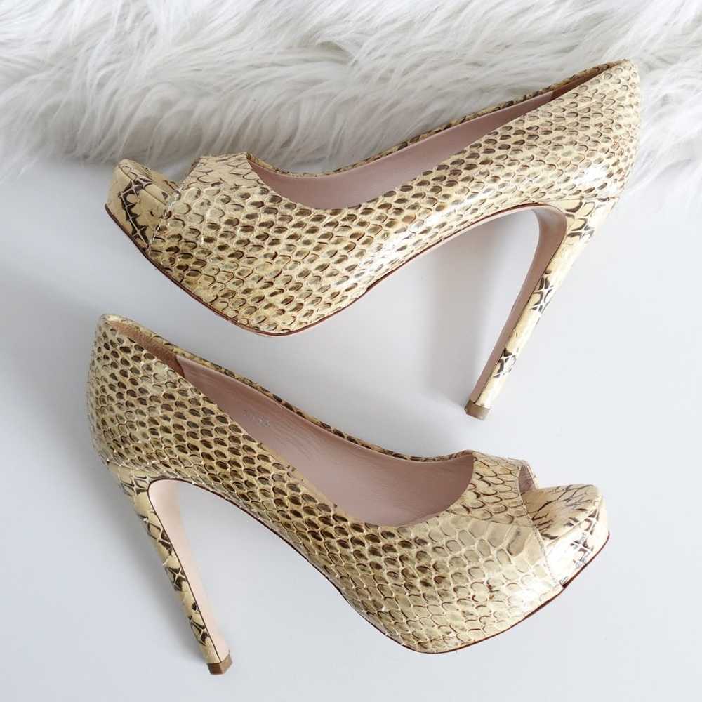 Miu Miu Python Snakeskin Peep Toe Platform High H… - image 1