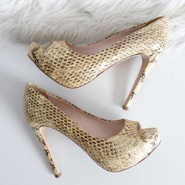 Miu Miu Python Snakeskin Peep Toe Platform High H… - image 1