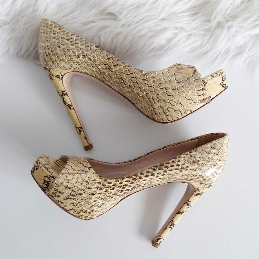 Miu Miu Python Snakeskin Peep Toe Platform High H… - image 2