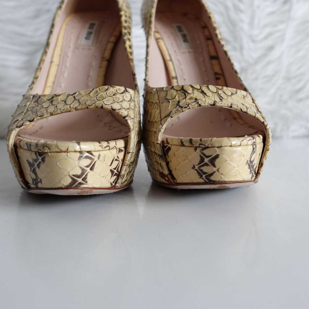 Miu Miu Python Snakeskin Peep Toe Platform High H… - image 5