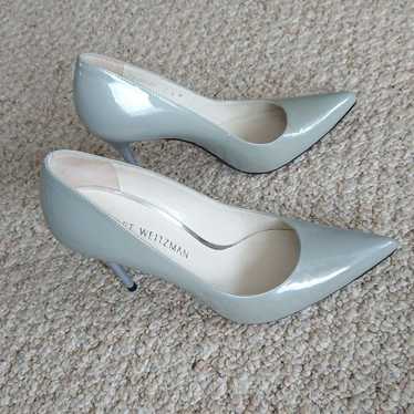 Stuart Weitzman Nouveau Silver Aniline patent lea… - image 1