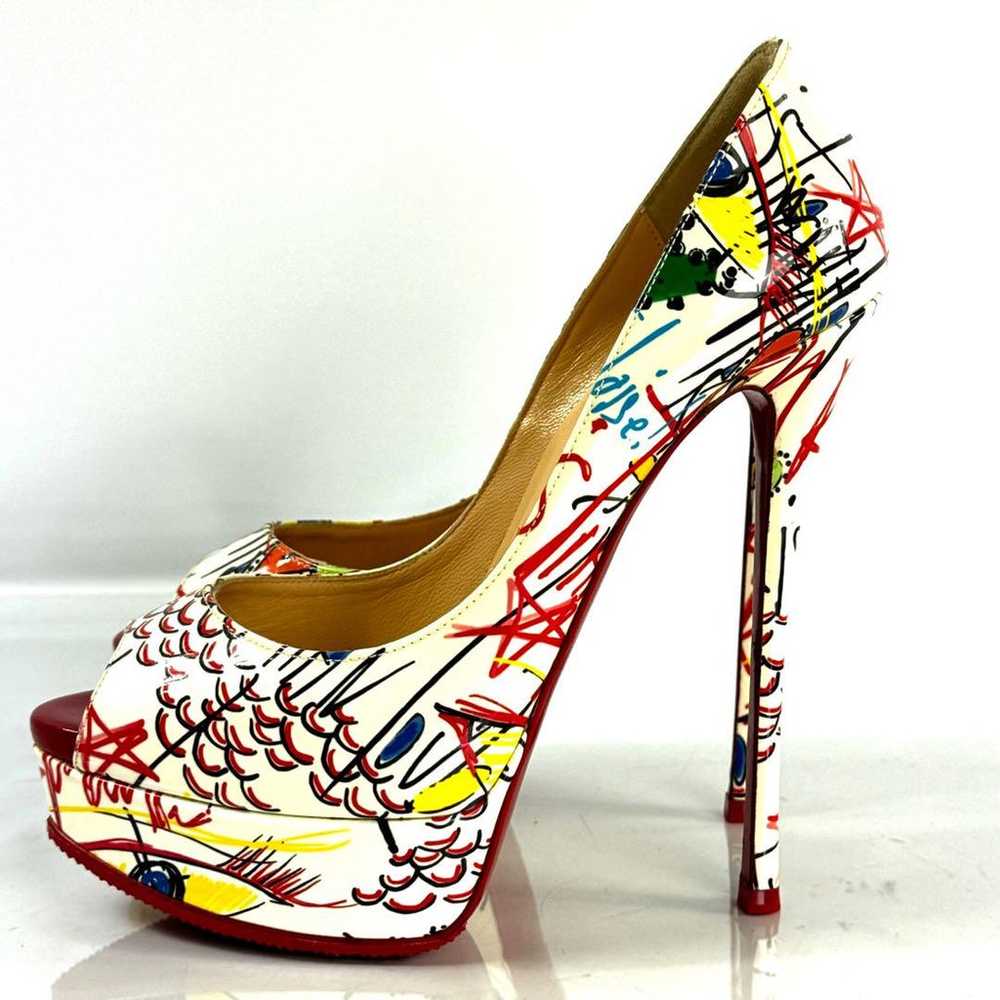 Christian Louboutin Pumps, Pin Heel, Enamel, Mult… - image 2