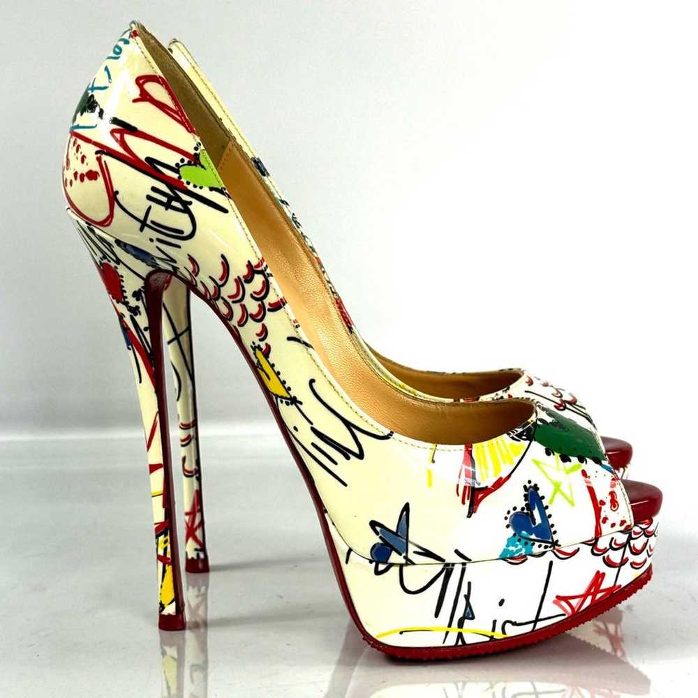 Christian Louboutin Pumps, Pin Heel, Enamel, Mult… - image 3