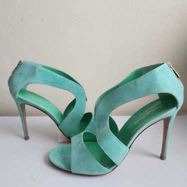 Gianvito Rossi Mint Green Suede High Heel Sandals 