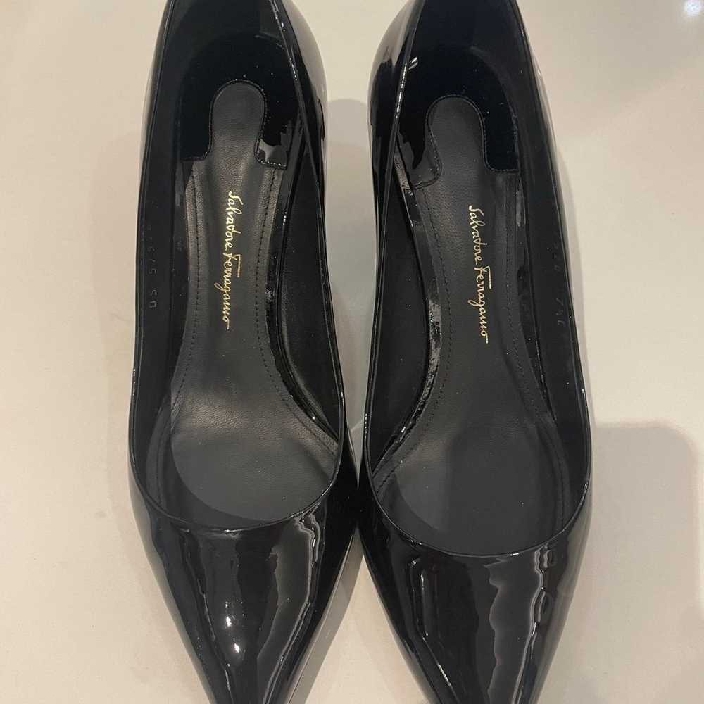 Salvatore Ferragamo Black Patent Pumps Heels Size… - image 1