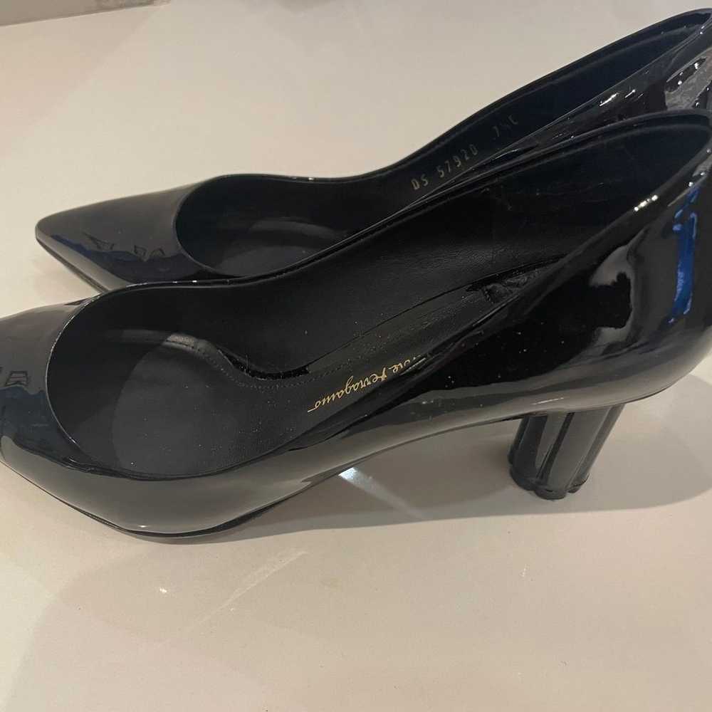 Salvatore Ferragamo Black Patent Pumps Heels Size… - image 2