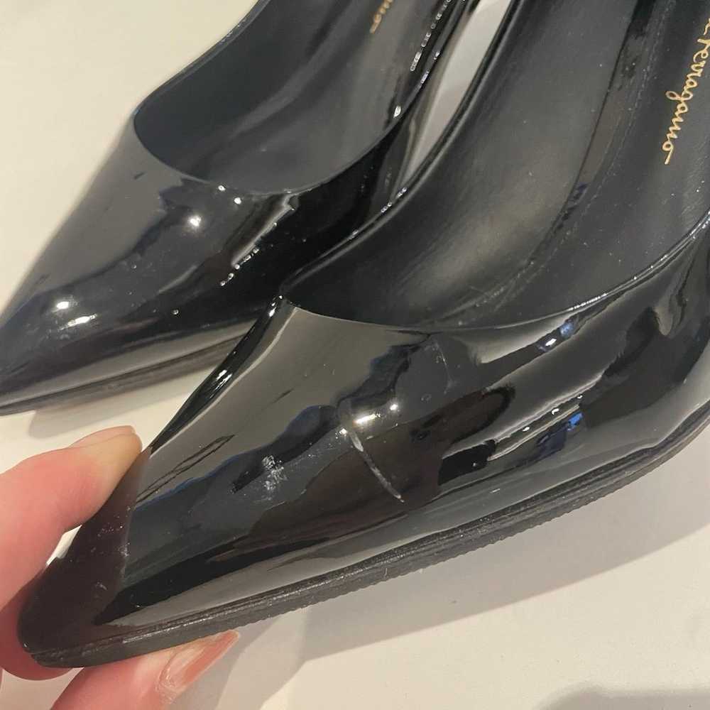 Salvatore Ferragamo Black Patent Pumps Heels Size… - image 4