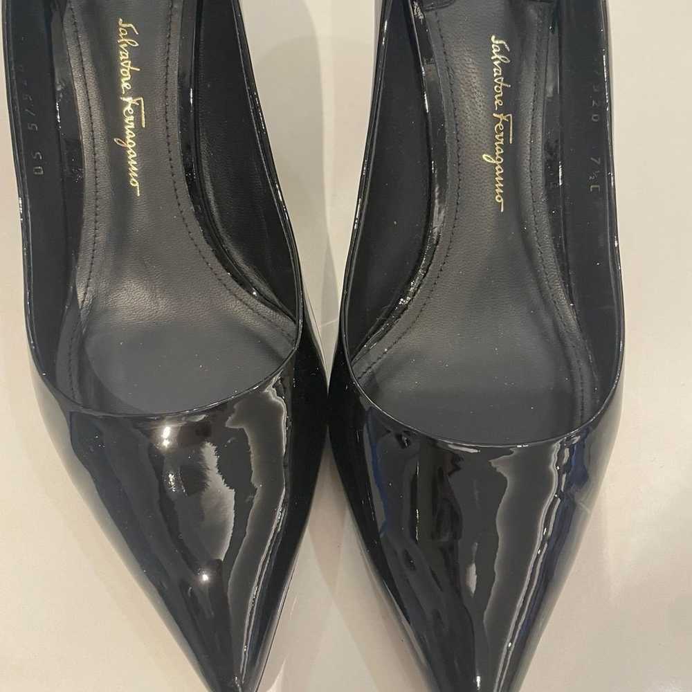 Salvatore Ferragamo Black Patent Pumps Heels Size… - image 5