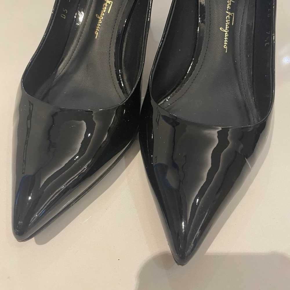 Salvatore Ferragamo Black Patent Pumps Heels Size… - image 6