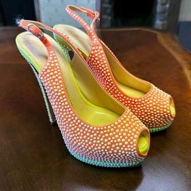 Gorgeous Giuseppe Zanotti neon peep toe slingback 