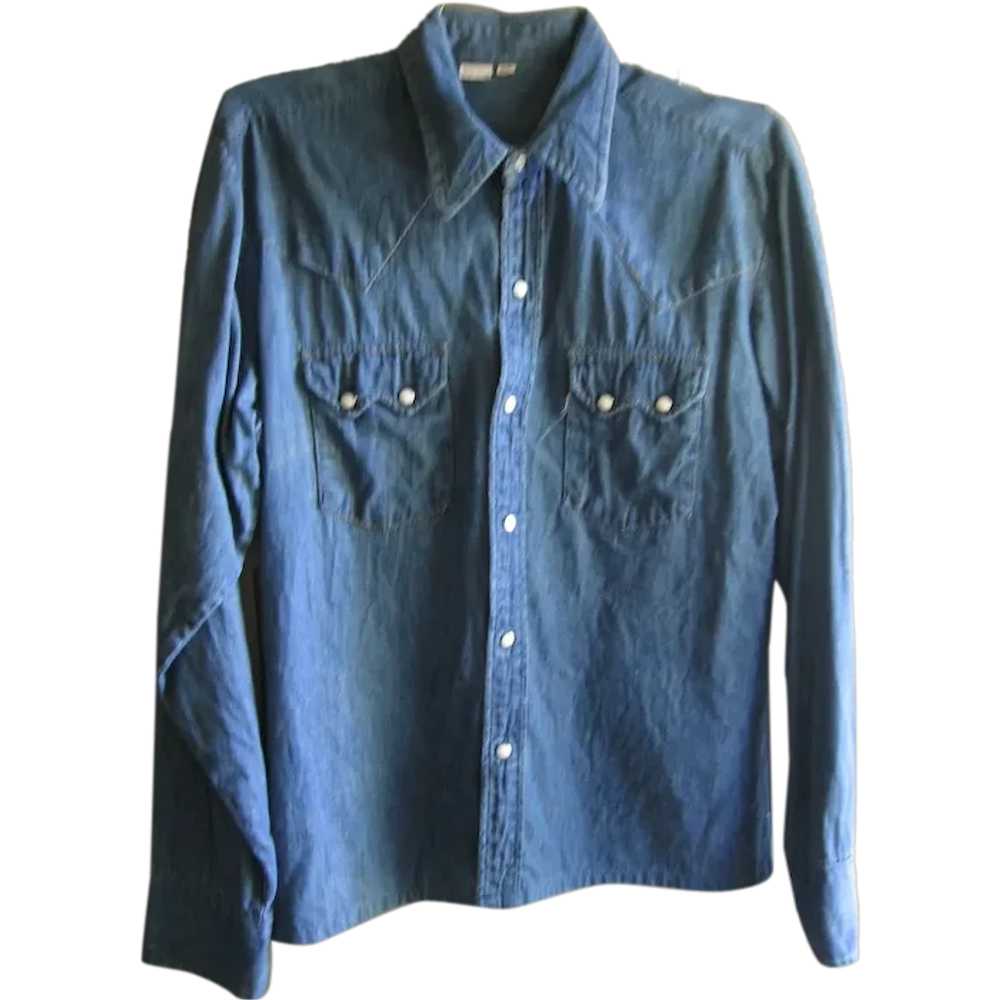 Vintage Blue Denim Western Style Shirt - image 1