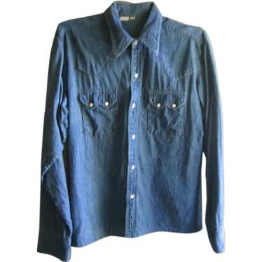 Vintage Blue Denim Western Style Shirt - image 1