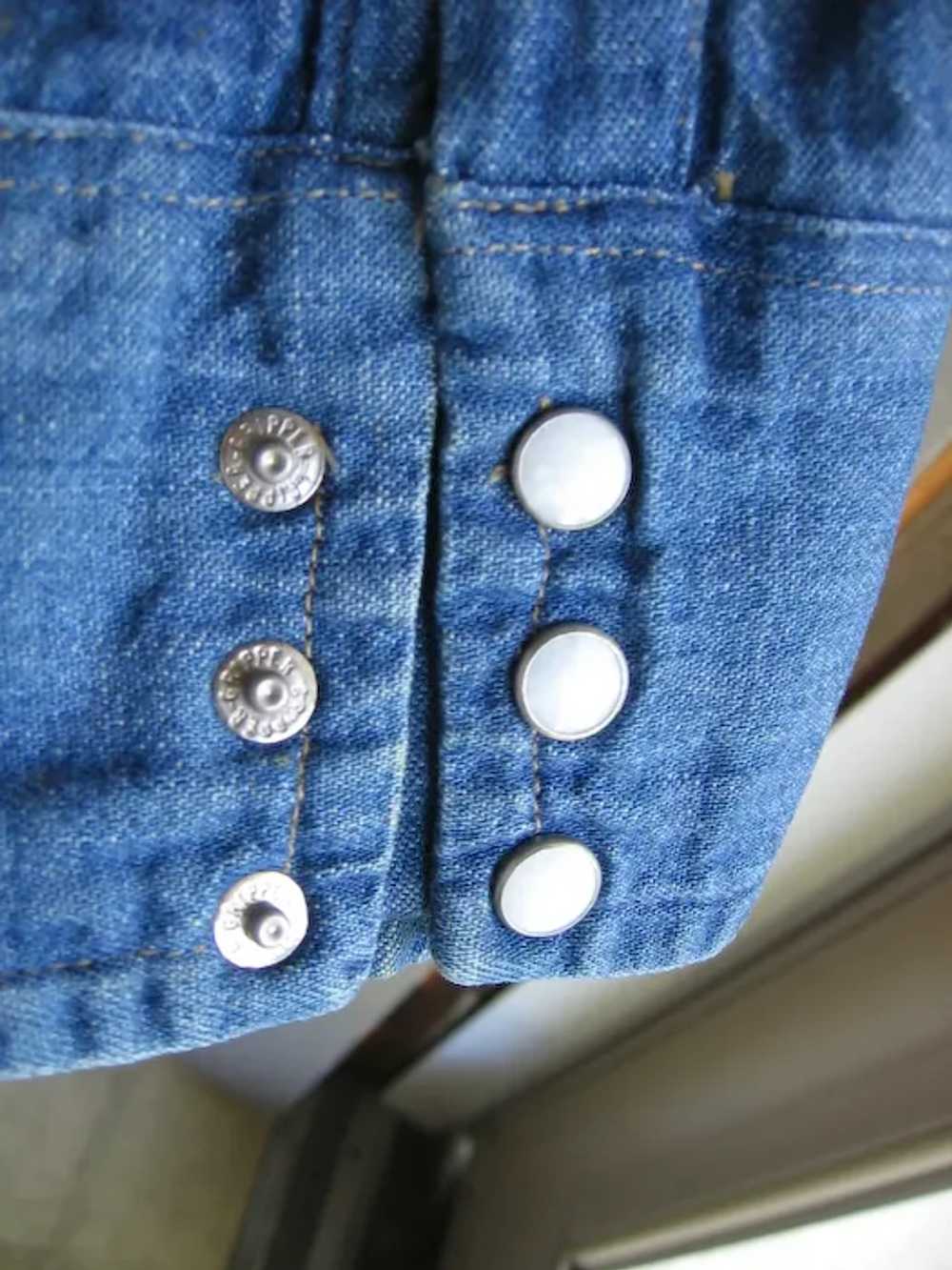 Vintage Blue Denim Western Style Shirt - image 3