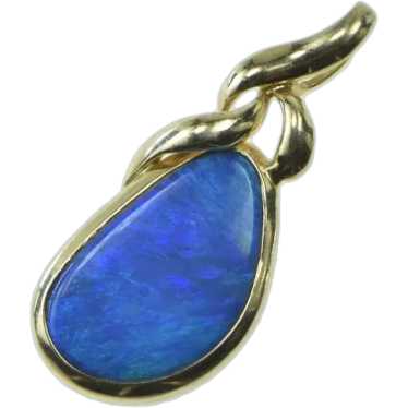 14K Natural Black Opal Vintage Statement Pendant … - image 1