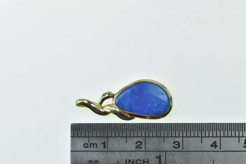 14K Natural Black Opal Vintage Statement Pendant … - image 4