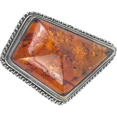 Vintage Baltic Amber Gemstone Sterling Silver Pen… - image 1