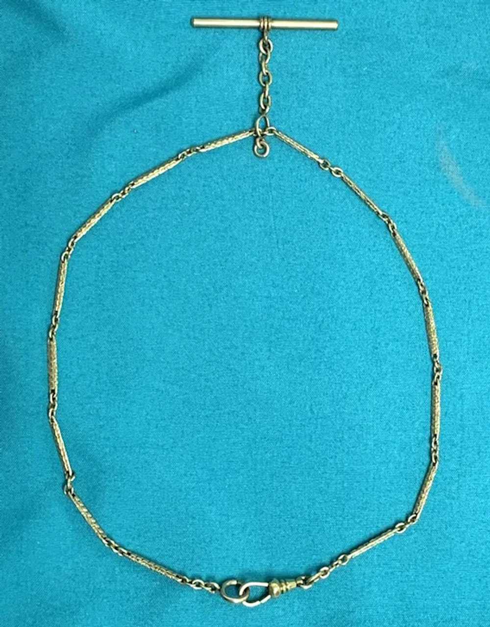 Antique Double Albert Gold Filled Watch Chain wit… - image 2