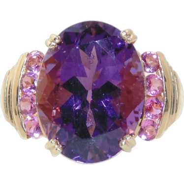 Vintage Statement Large Amethyst Ring in 14k Yello