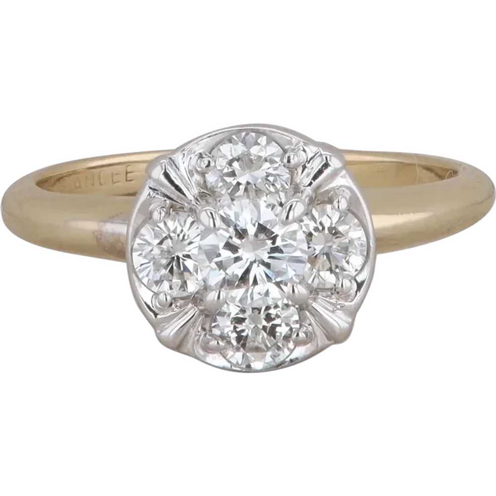 14k White and Yellow Gold Diamond Cluster Ring - image 1