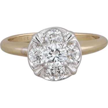 14k White and Yellow Gold Diamond Cluster Ring - image 1