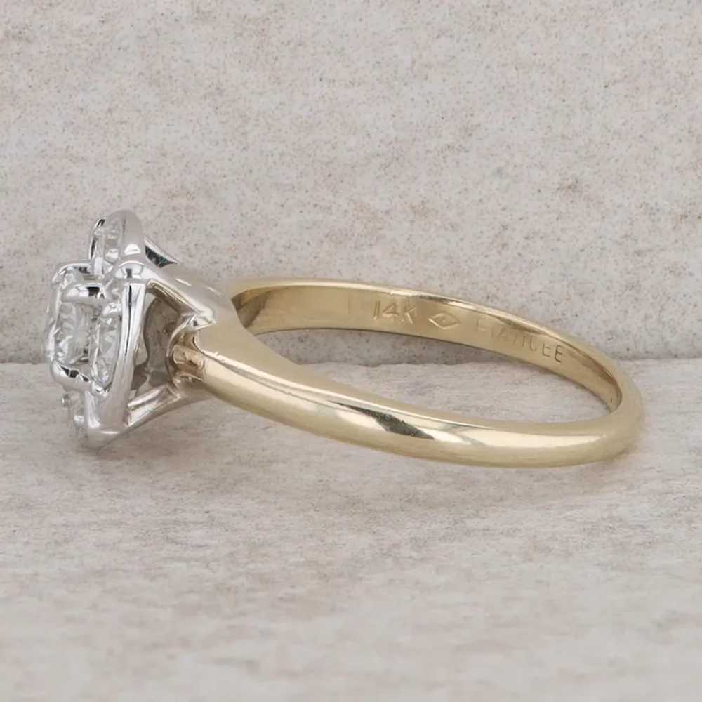 14k White and Yellow Gold Diamond Cluster Ring - image 2