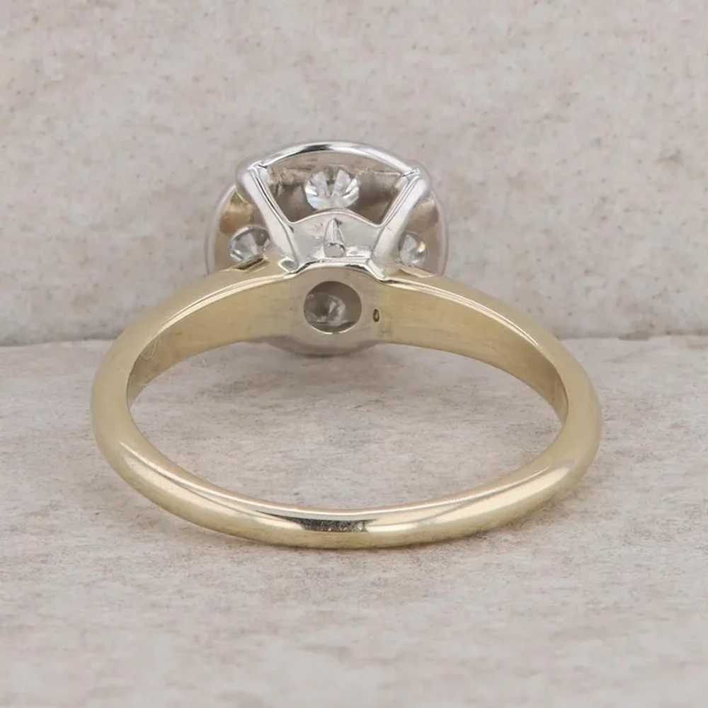 14k White and Yellow Gold Diamond Cluster Ring - image 3