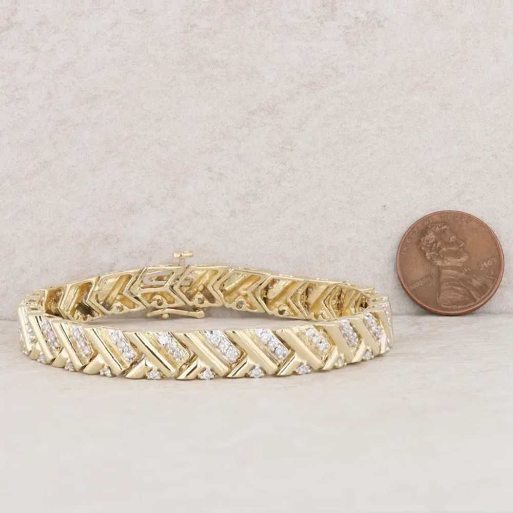 14k Yellow Gold Diamond Chevron Link Bracelet - image 4