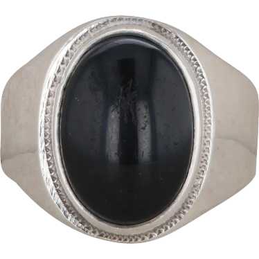 Sterling Silver Oval Onyx Men's Ring - image 1