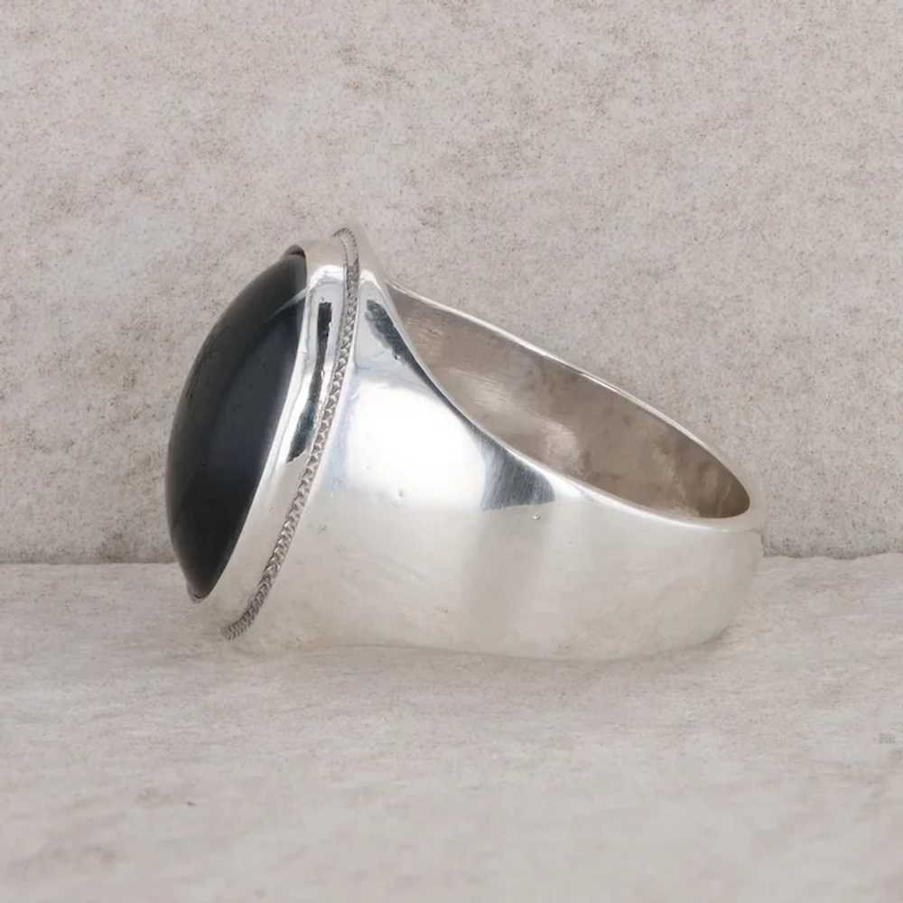 Sterling Silver Oval Onyx Men's Ring - image 2