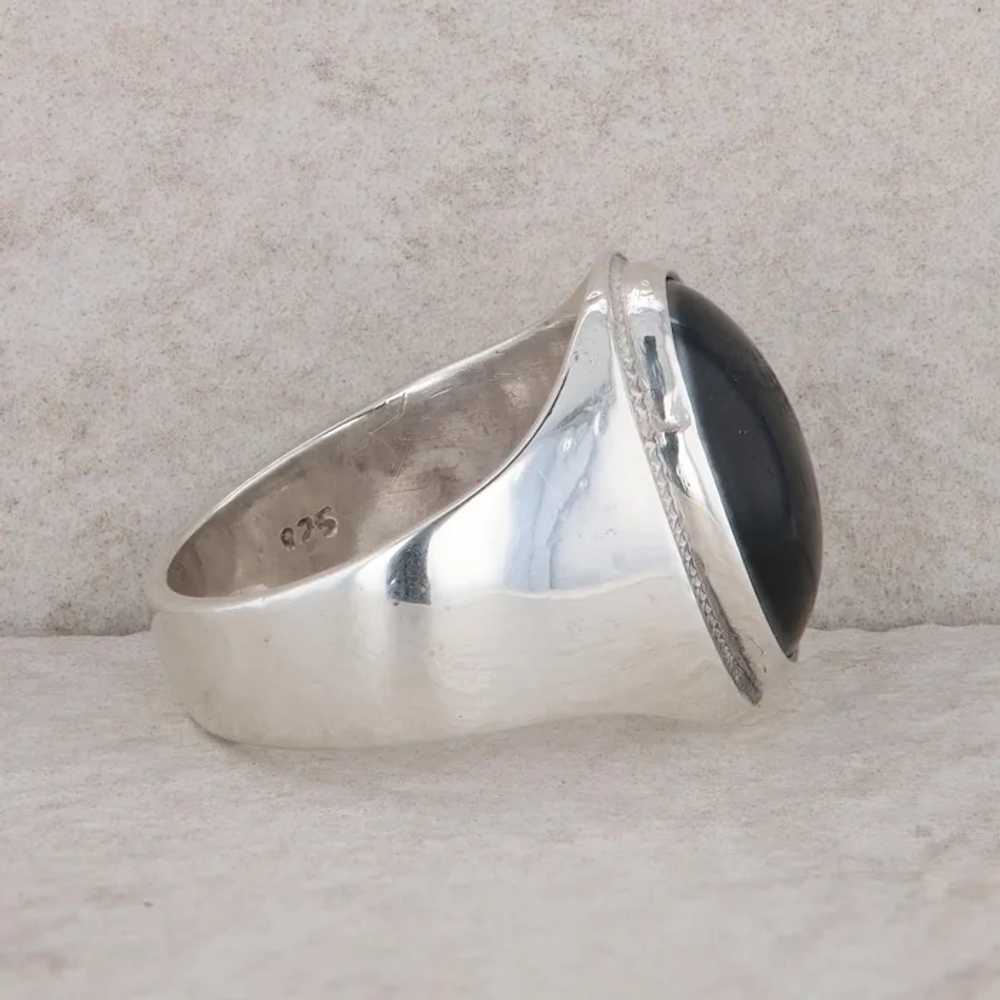 Sterling Silver Oval Onyx Men's Ring - image 4